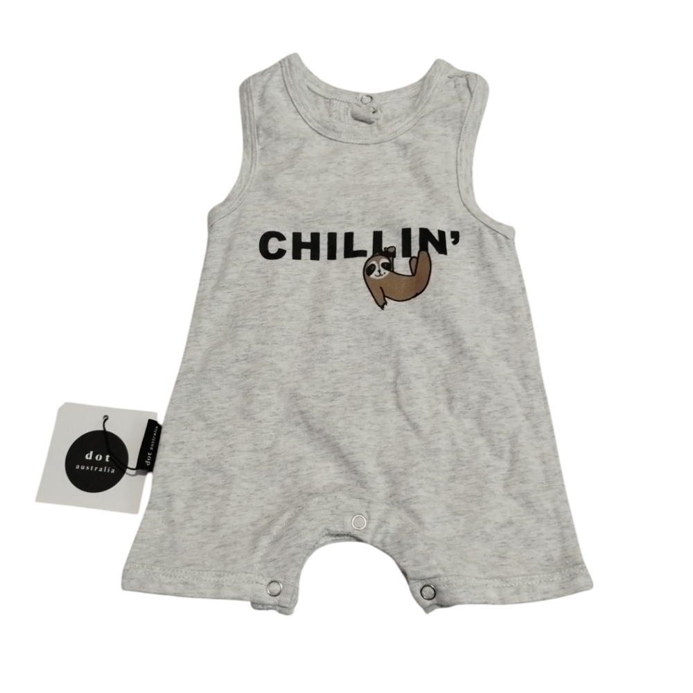 Dot Australia Gray Kids Romper Graphic Baby Boys 3-6 Months